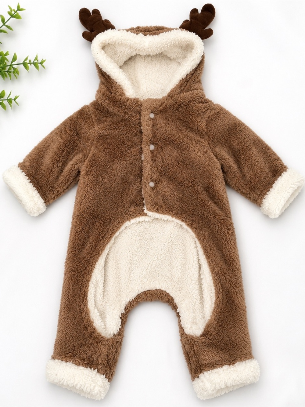 Dog Reindeer Costume Hooded Plush Jumpsuit XL Christmas Halloween